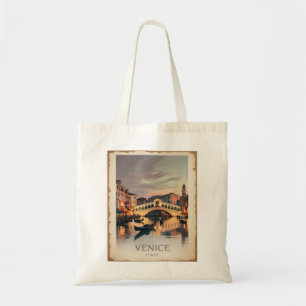 Venedig Italien Rialtobron Vintage Skymning Rustik Tygkasse