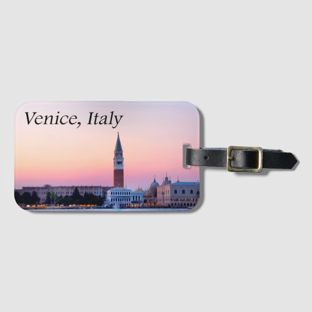 Venedig, Italien Rosa solnedgång Bagageetikett Bagagebricka (Framsida horisontal)