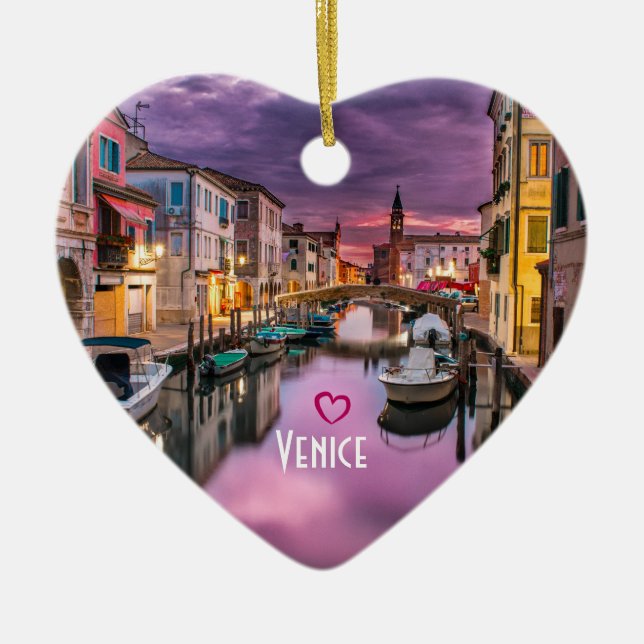 Venedig, Italien Scenia Canal & Venetian Architect Julgransprydnad Keramik (Framsidan)