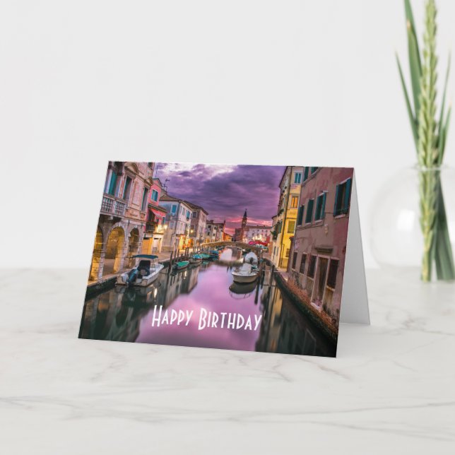 Venedig, Italien Scenisk kanal & venetiansk arkite Kort (Framsida)