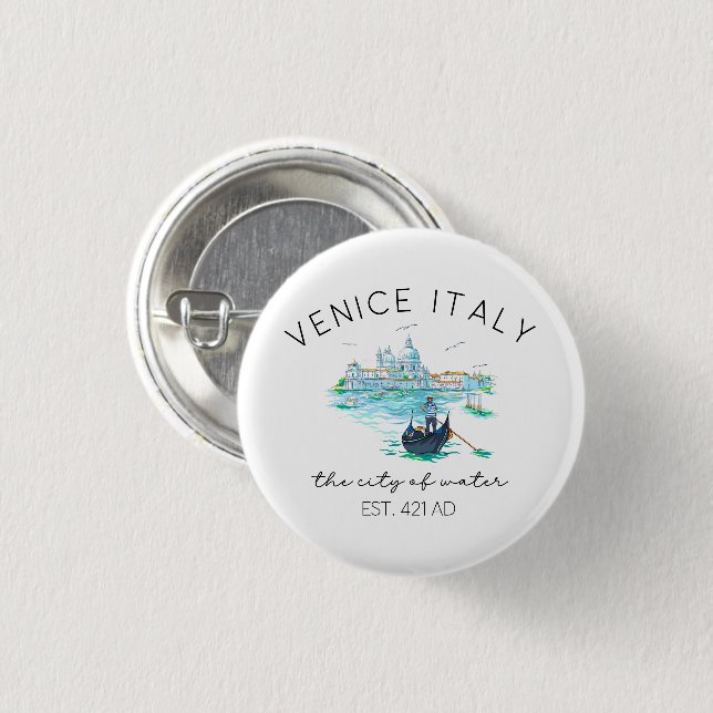Venedig Italien Semesterpresent Knapp (Framsida & baksida)