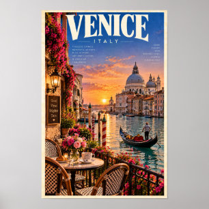 Venedig Italien Solnedgång Gondol Resa Affisch Väg