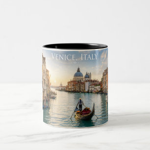 Venedig Italien Stora Kanalen Gondol Solnedgång Två-Tonad Mugg