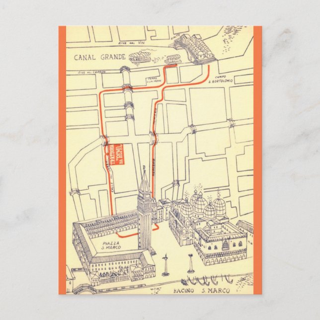 Venedig Italien Stora Kanalen Vintage vykort (Framsida)