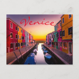 Venedig Italien Sunset Vatten Canal Architecture Vykort
