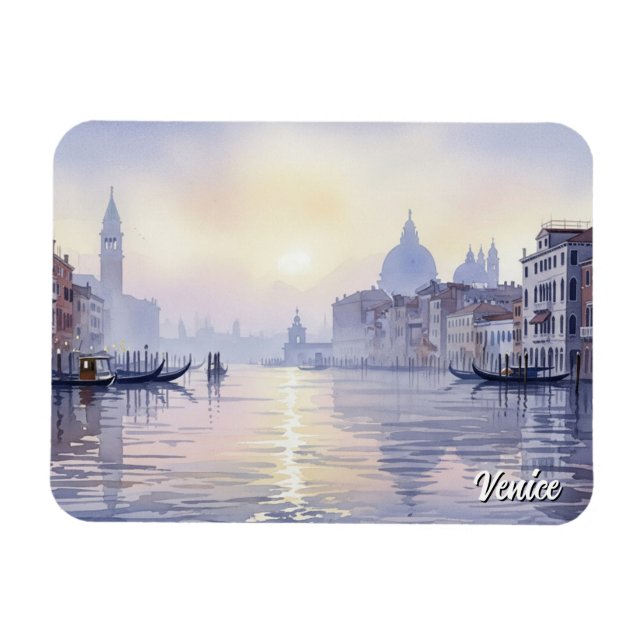 Venedig Italien Travel Souvenir Watercolor Magnet (Horisontell)