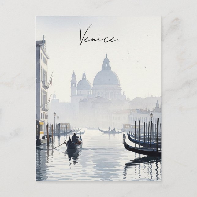 Venedig Italien Travel Souvenir Watercolor Vykort (Framsida)