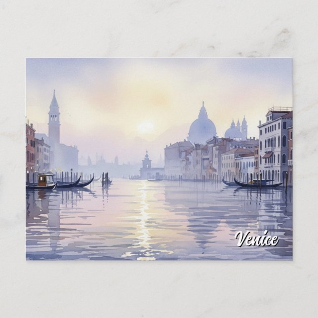Venedig Italien Travel Souvenir Watercolor Vykort (Framsida)