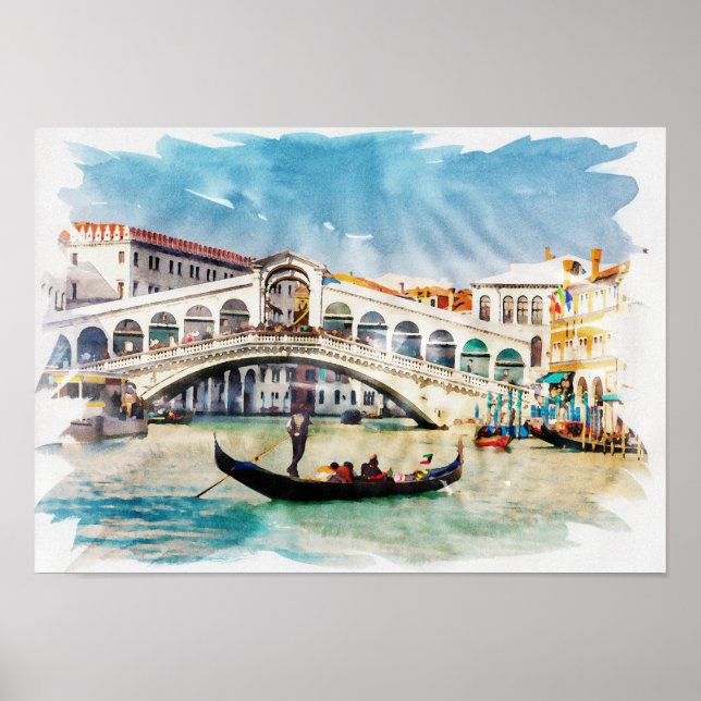 Venedig, Italien - vattenfärg Poster (Framsidan)