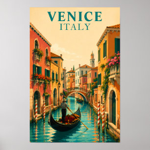 Venedig Italien Venetiansk Venetiansk kanal Retro Poster