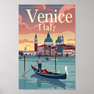 Venedig Italien Vintage Berömd Travel Ställe Poster