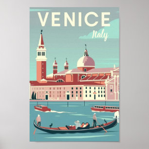 Venedig Italien Vintage Berömd Travel Ställe Poster