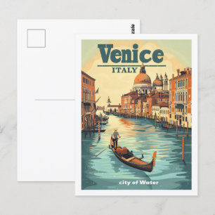 Venedig Italien Vintage Berömd Travel Ställe Vykort