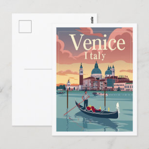 Venedig Italien Vintage Berömd Travel Ställe Vykort