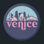 Venedig Italien Vintage City Skyline Cityscape Art Magnet<br><div class="desc">Vintage- och reflexritorier med vackra skyliner, attraktion och cityscape-konst. Coola skyscraper och byggnad silhuette illustrerar handelsvara för turister och resenärer. Perfekt som souvenir att ta med sig hem när man reser hela världen runt. Spara minnet av din resa och semester med familj och vänner. Bakgrunden till färg kan anpassas till...</div>