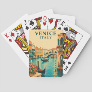 Venedig Italien Vintage Resa Stora Kanalen Gondol Casinokort