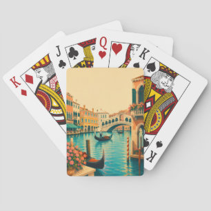 Venedig Italien Vintage Resa Stora Kanalen Gondol Casinokort