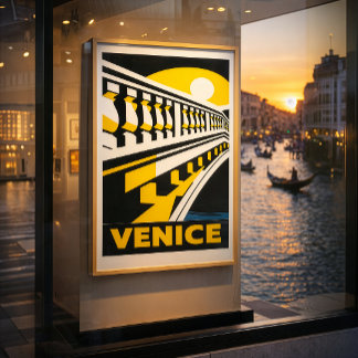 Venedig Italien Vintage Retro Geometrisk Konst Aff Poster