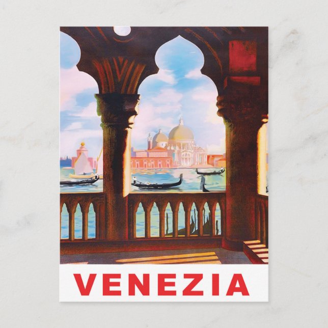 Venedig, Italien. Visa från terrassen Vykort (Framsida)