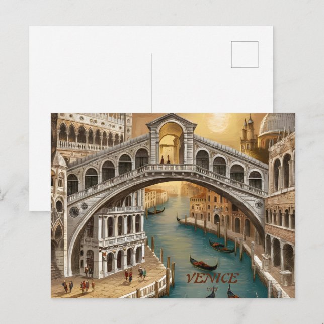Venedig Italien Vykort (Fram/baksida)