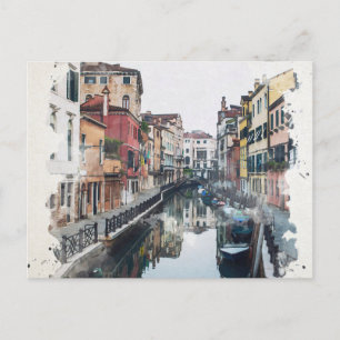 Venedig Italien Watercolor Art Vykort
