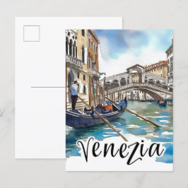 Venedig Italien Watercolor Painting Travel Vykort