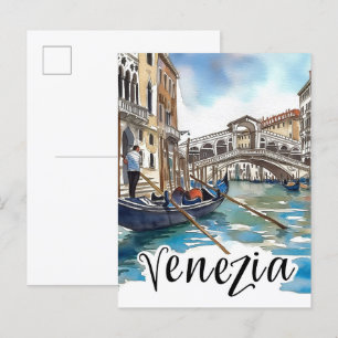Venedig Italien Watercolor Painting Travel Vykort
