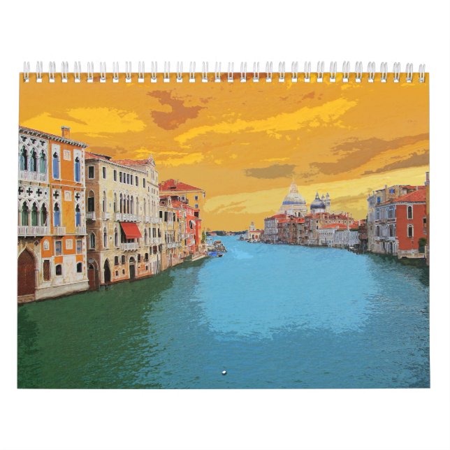 Venedig Italien Waterway Byggnad Architecture #13 Kalender (Omslag)