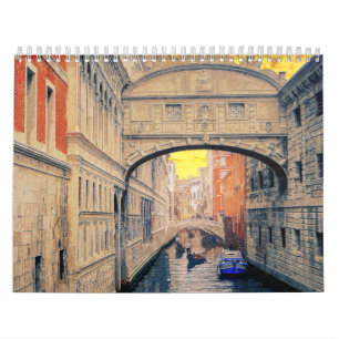Venedig Italien Waterway Gondola Byggnad #12 Kalender