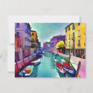 Venedig-kanal-målning vykort