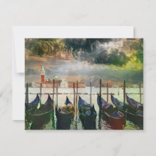 Venedig-kanal-målning vykort