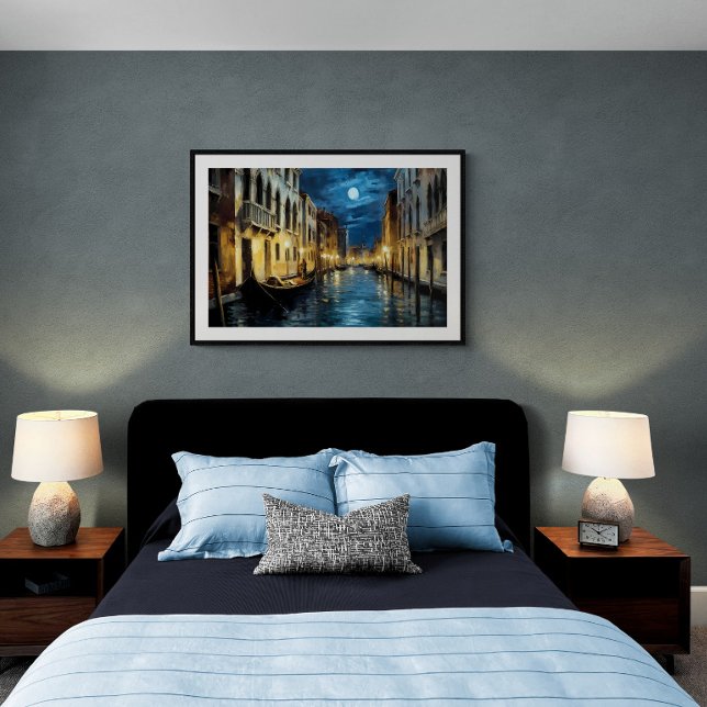 Venedig-kanal på natten, oljemålning | Ai Poster (Skapare uppladdad)