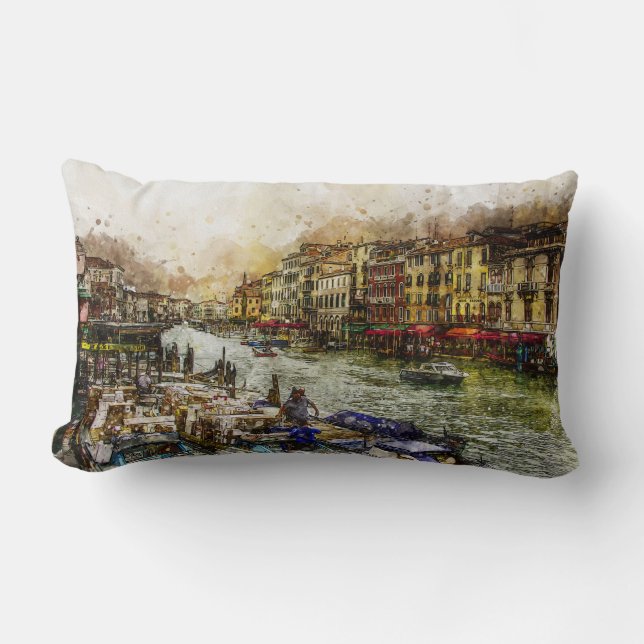 Venedig kanal scen lumbarkudde (Framsida)