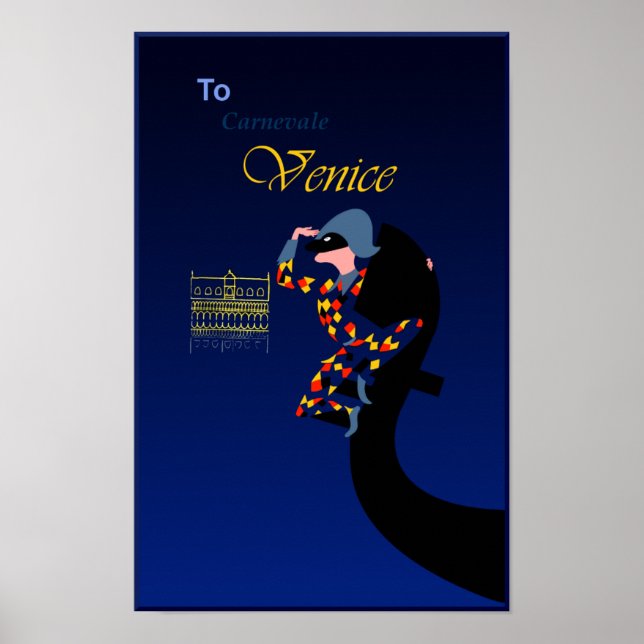 Venedig, karnival resefack poster (Framsidan)