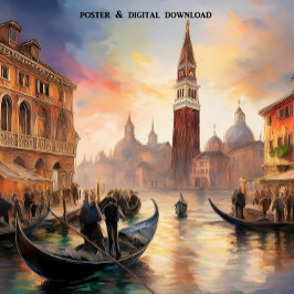Venedig Landskap: sunset, Grand Canal, San Marco | Perfect Poster