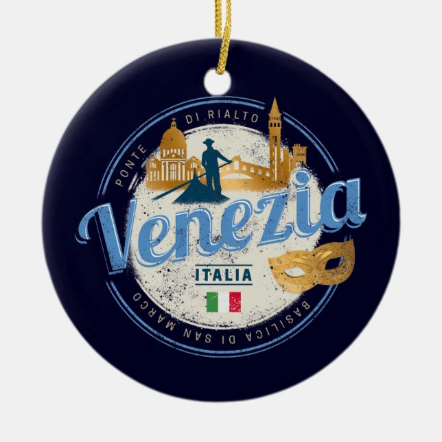 Venedig med gondolier Italien karneval vintage Julgransprydnad Keramik (Framsidan)
