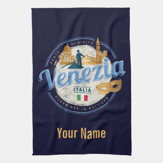 Venedig med gondolier Italien karneval vintage Kökshandduk (Vertikal)