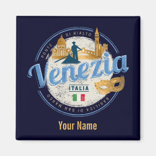 Venedig med gondolier Italien karneval vintage Magnet
