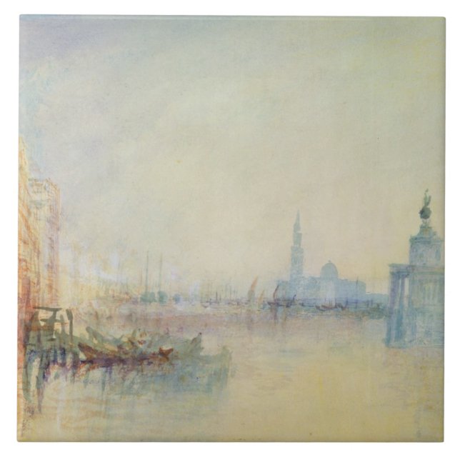 Venedig munnen av den storslagna kanalen, c.1840 kakelplatta (Framsidan)