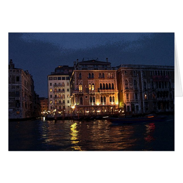 Venedig natt hälsningskort (Framsidan Horizontal)
