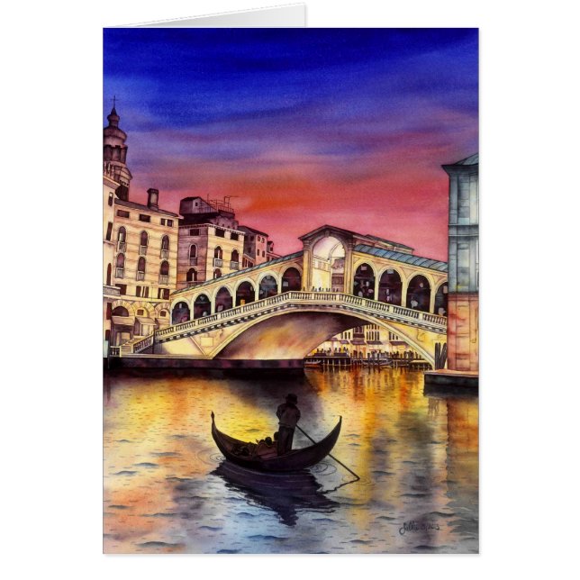 Venedig natt hälsningskort (Framsidan)