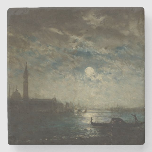 Venedig och Campanile i månsken Stenunderlägg (Framsidan)