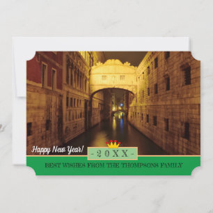 Venedig och Gott nytt år! Önskemål-kort/arkitektur Julkort