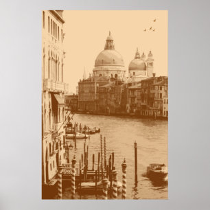 Venedig och Grand Canal i Taupe Poster