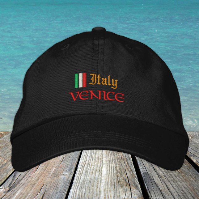 Venedig och Italien mode / Italienska Flagga patri Broderad Keps (Skapare uppladdad)