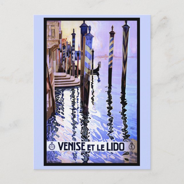 Venedig och Lido Vintage Italienska resebyrån Vykort (Framsida)