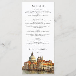 Venedig Panorama Akvarell Elegant Bröllop Meny