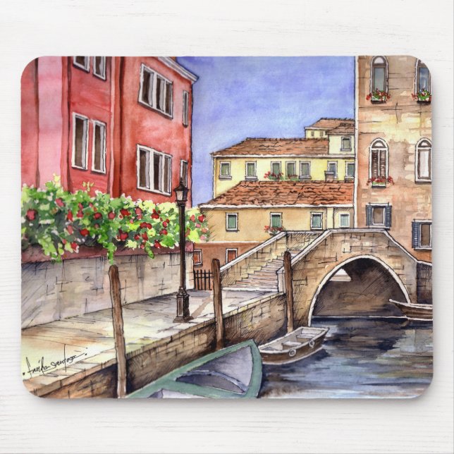 Venedig - penna och Tvätta vattenfärg Musmatta (Framsidan)
