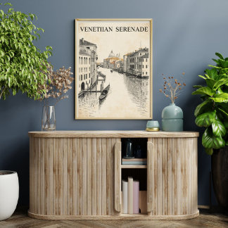 Venedig Resa | Retro Gondol Kanal Vintage Poster