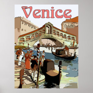 Venedig reser affischen, tillfogar text poster